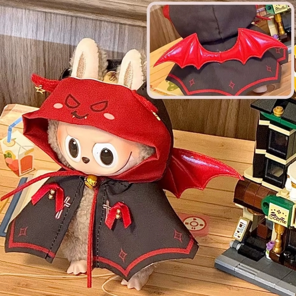 Vampire Demon Cloak Costume Clothing Outfit For Labubu, Doll Is Not Included